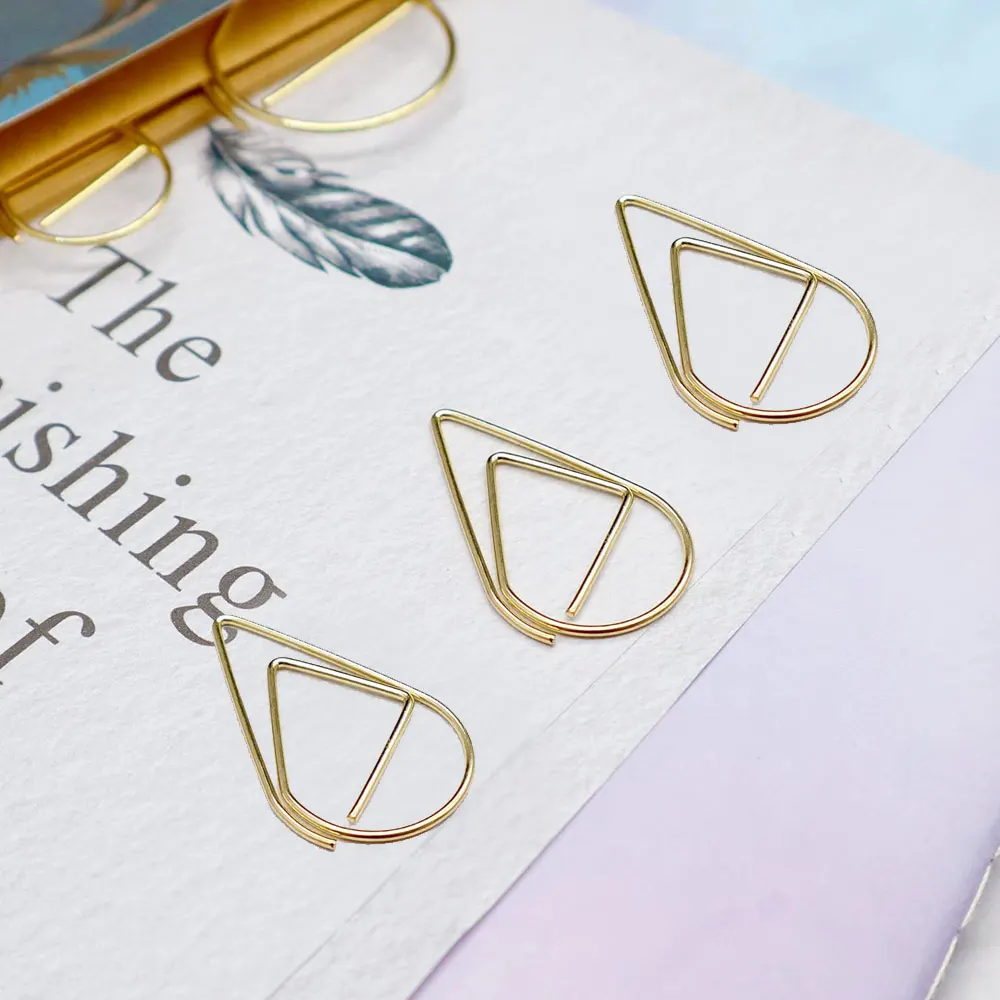 Metal Bookmark 50pcs Metal Material Drop Shape Paper Clips Gold Silver Color Kawaii Cute Bookmark Clip Office School Stationery Drop Bookmark