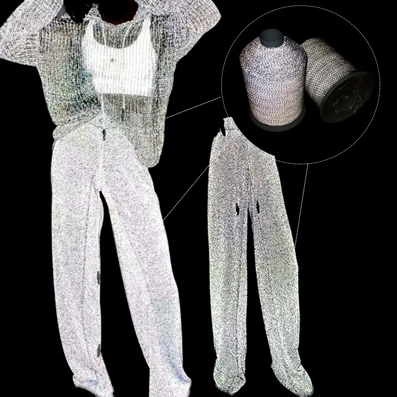 Reflective Embroidery Thread Soft Sticky Thread Knitted Sewing Computer Yarn for Costume Shoes Socks Fashion 900/1300 Meters