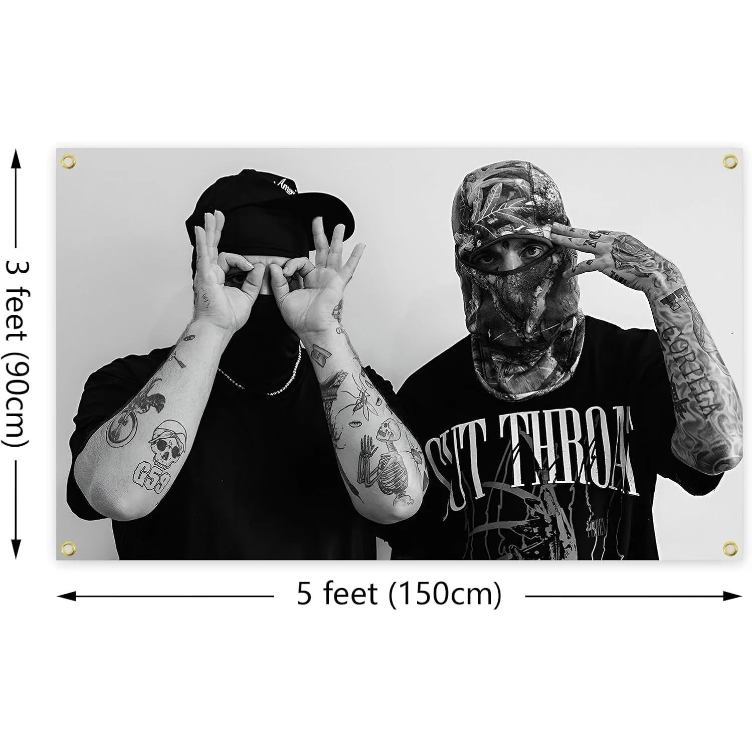 Suicide Music Theme Boys Funny Tapestry for Bedroom Wall Hanging College Dorm Decor 3x5 Feet Equipped with 4 Brass Buckle Holes