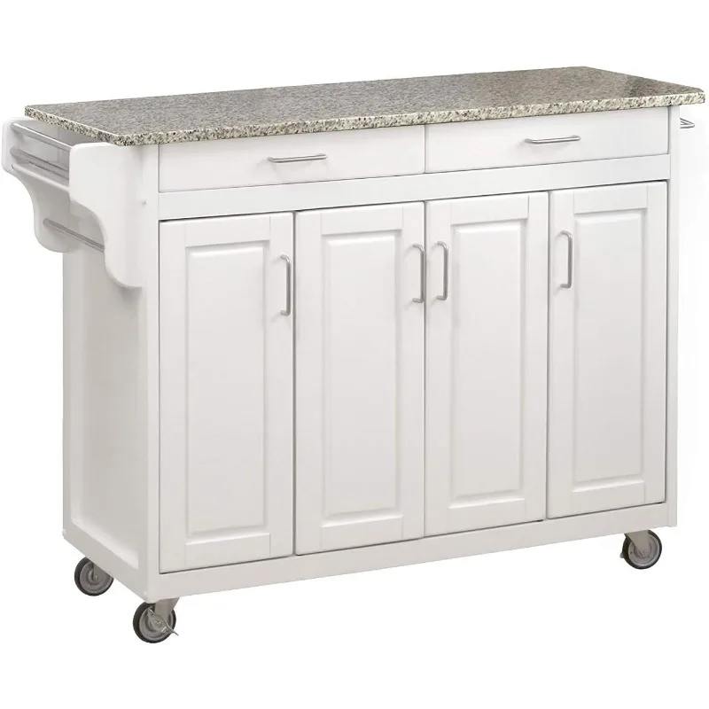 Create-a-Cart Natural 4 Door Cabinet Kitchen Cart with Gray Granite Top by Home Styles