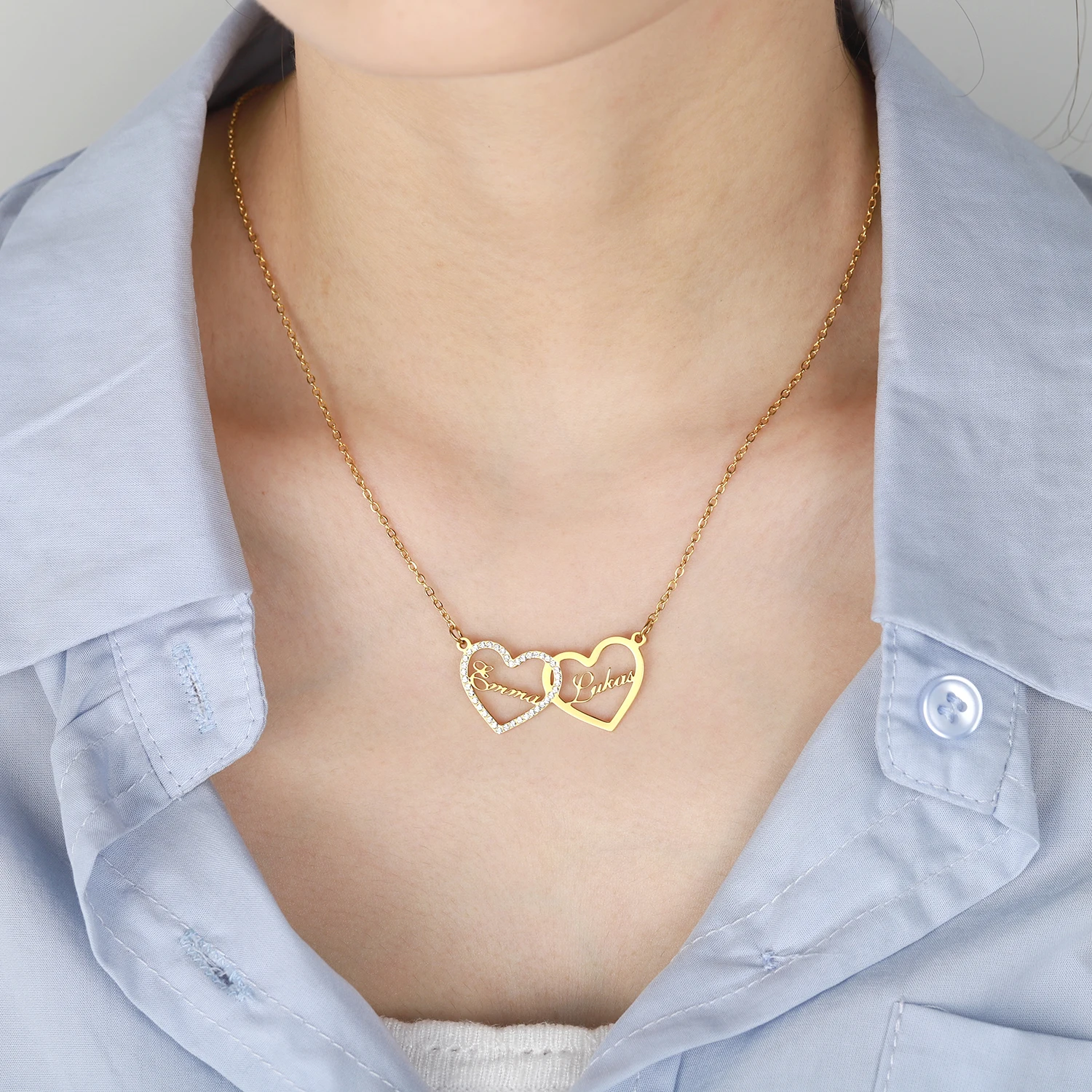 Custom Heart Necklace With Name Personalized Name Necklace Iced Out Chain Crystal Name Pendant Jewelry For Women Gifts