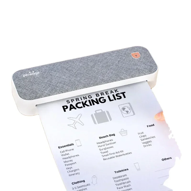 GlowMartPeripage A4 Thermal Printer 203DPI Rechargeable Portable Printer Usb Black and White A40 Document No Color