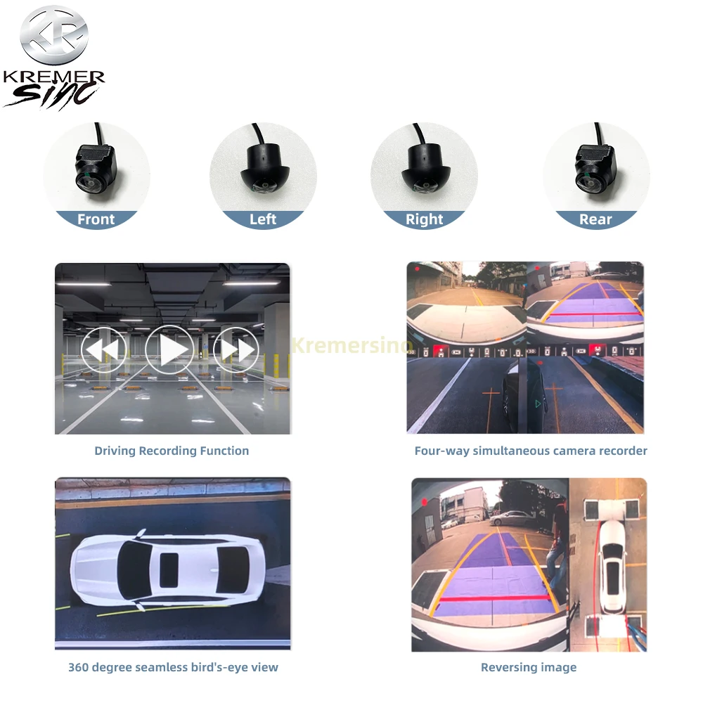 1080P 360 Camera Night Vision 360&deg; Panoramic 3D Reversing Image System Driving Recorder Suitable For CarPlay Smart Module