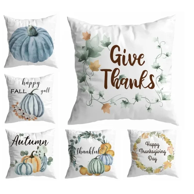 

Thanksgiving Pumpkin Print Pillowcase 40x40cm Letter Art Style Pillow Cover Fashion Cushion Cover Living Room Decor 2024 DF1790