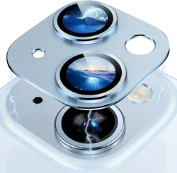 Sleek Titanium Black Camera Lens and Screen Protector for iPhone 15 Pro Max (Sky blue)