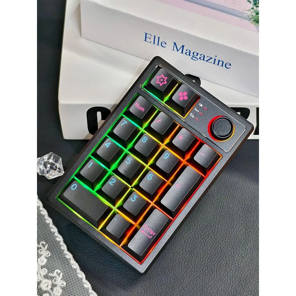 KEYCOOL K19 디지털 기계식 키보드, 19 키 노트북, 블루투스 숫자 노브 키패드, 개스킷 구조, 재무 회계 DIY