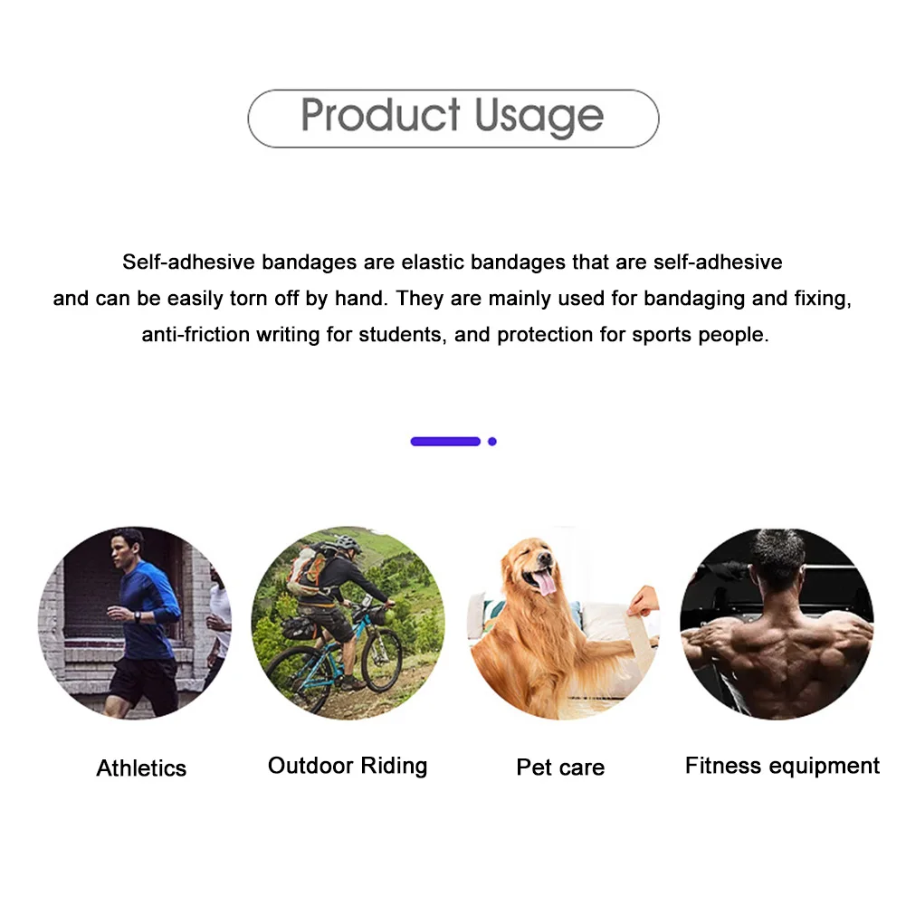 6Pcs Sports Protective Bandage Self-Adhesive Non-Woven Pet Bandage Wear Resist Vet Wrap Tape for Animals Ankle Sprains