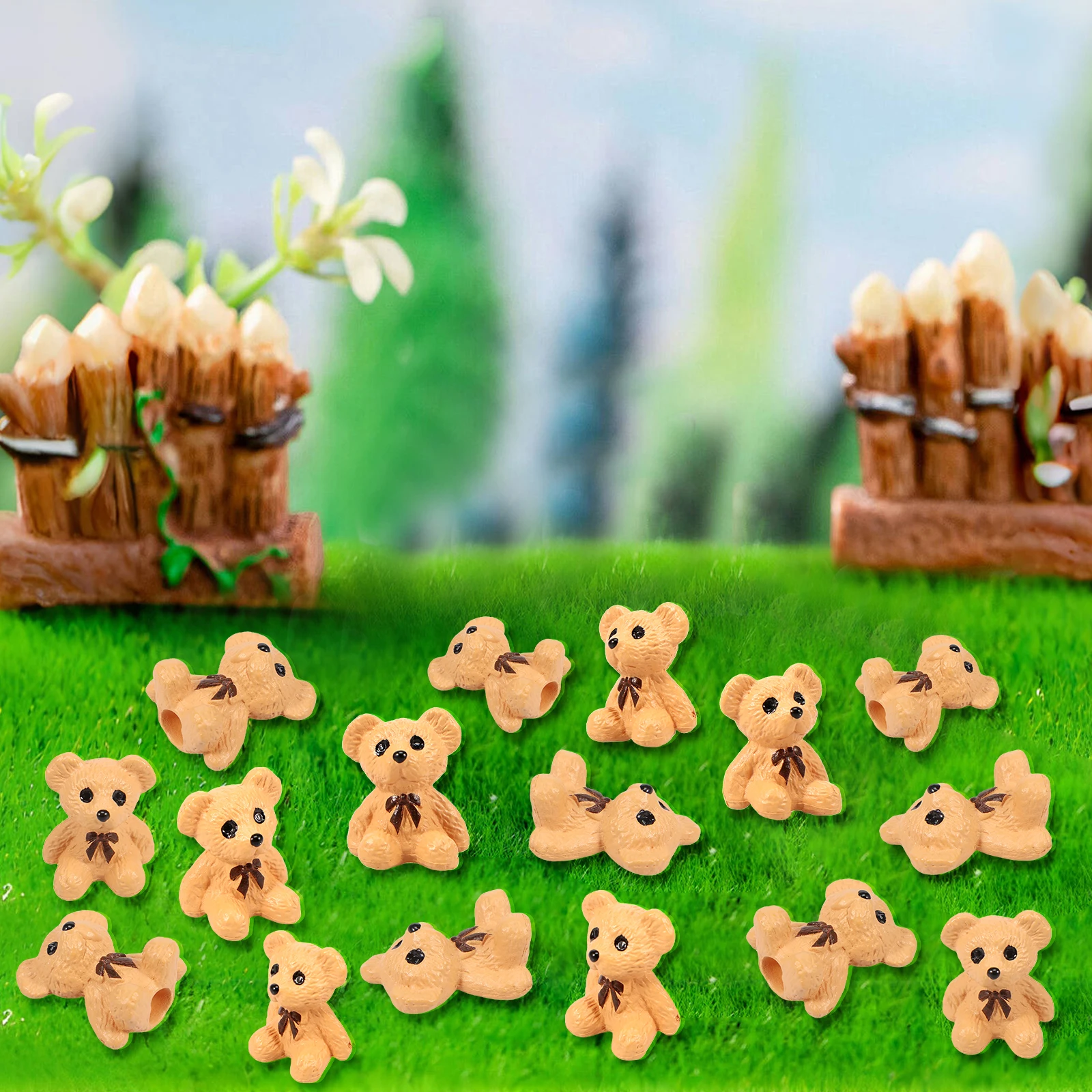 50Pcs Mini Animal Figurines Resin Little Bear Model Miniature Landscape Garden Plant Desktop Decoration DIY Handmade Accessories