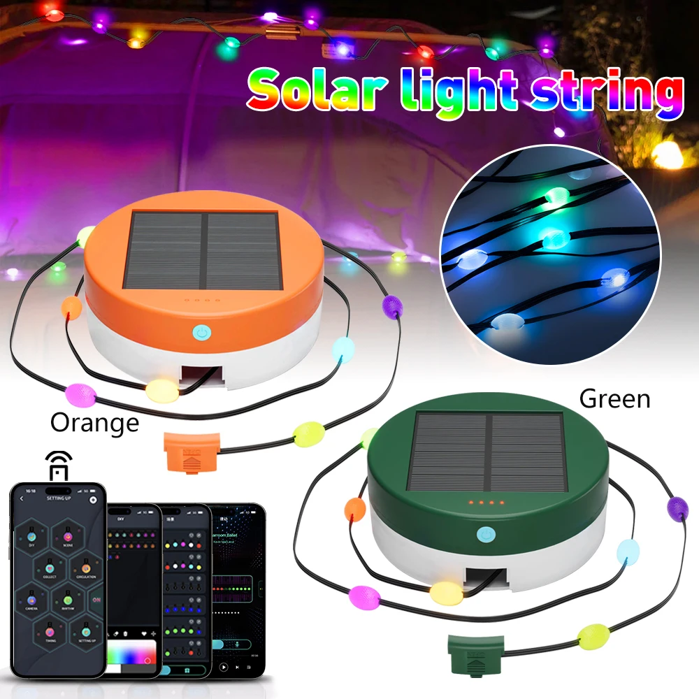 

Наружная лампа для кемпинга на солнечной батарее, сказочный декор с APP управлением, тент, солнцезащитные огни для сада, улицы, внутреннего дворика, дерева