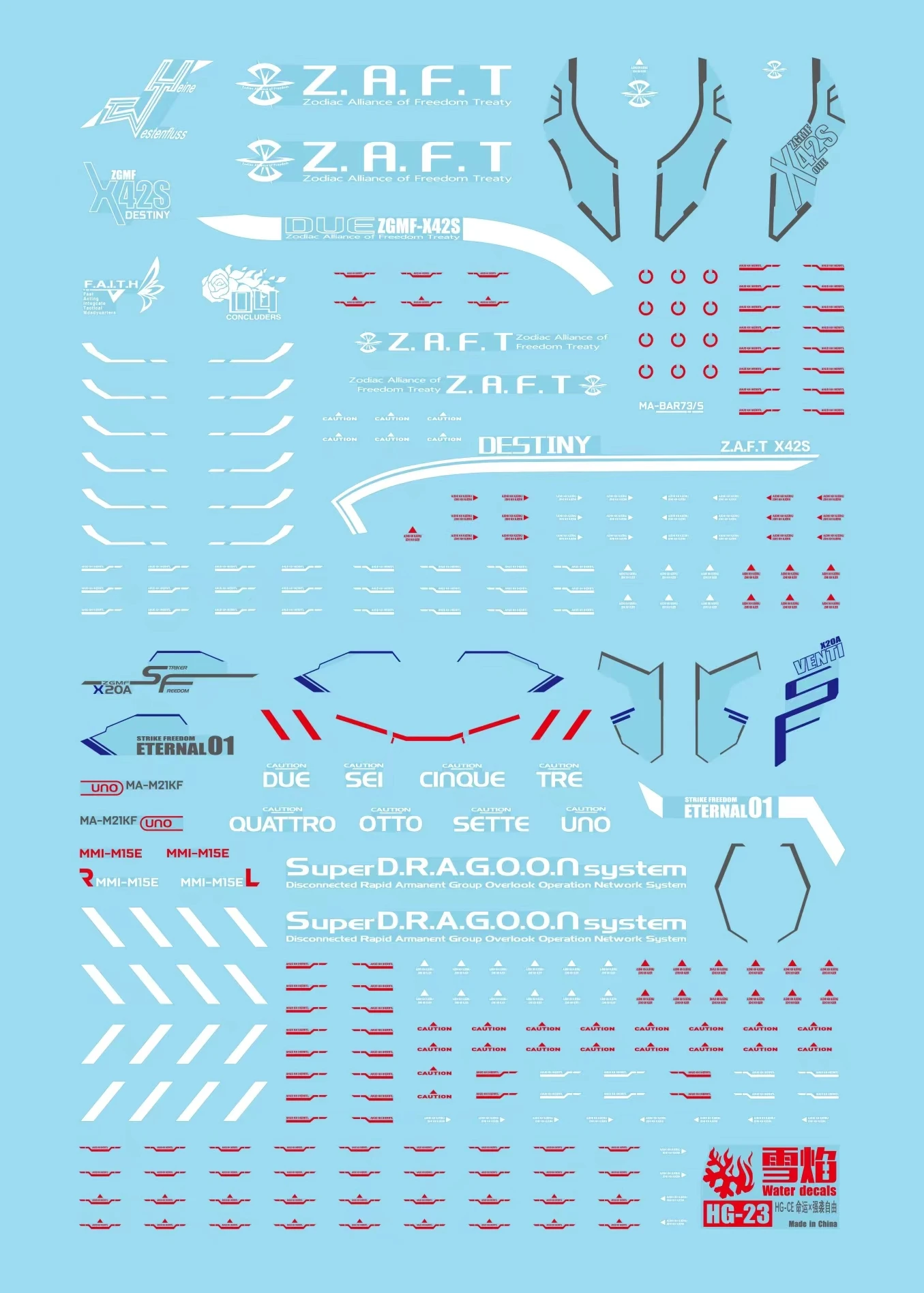 Flaming Snow Decal HG-23 for HGCE 1/144 ZGMF-X20A Strike Freedom ZGMF-X42S Newborn Destiny Fluorescent Stickers Model Hobby DIY model tools model building parts