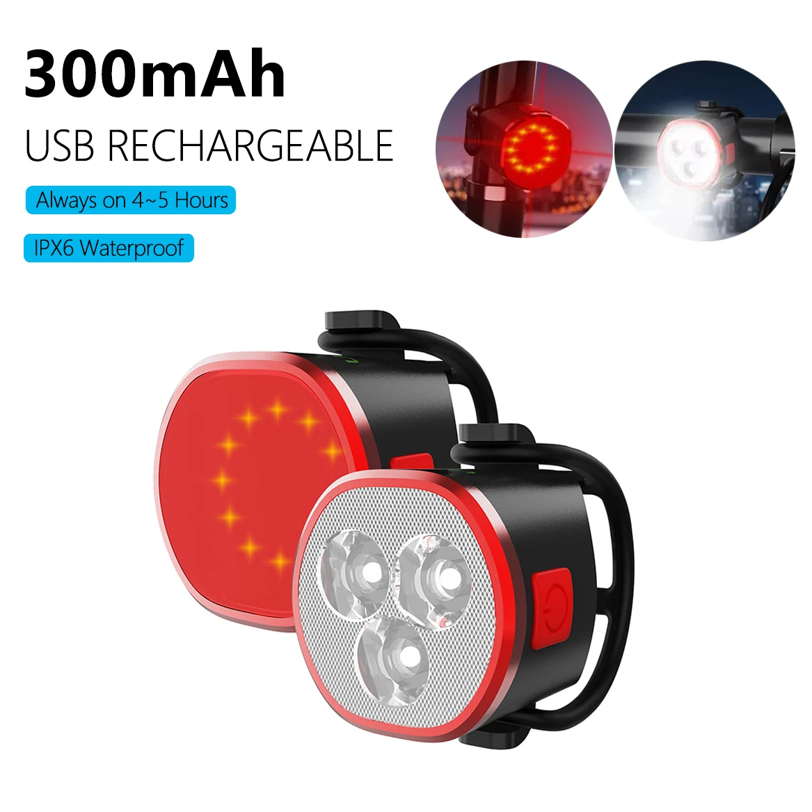 BicycleLightRechargeableRearLightsLEDBikeLampFrontLighting