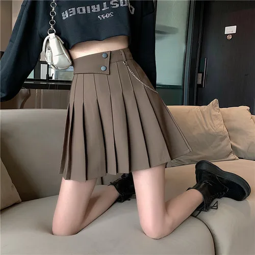 black denim skirt Fashion Ins Chic Irregular High Waist Design Mini Skirt Preppy Style Pleated Skirts Womens 2022 Spring A Line Jupe Femme red skirt Skirts