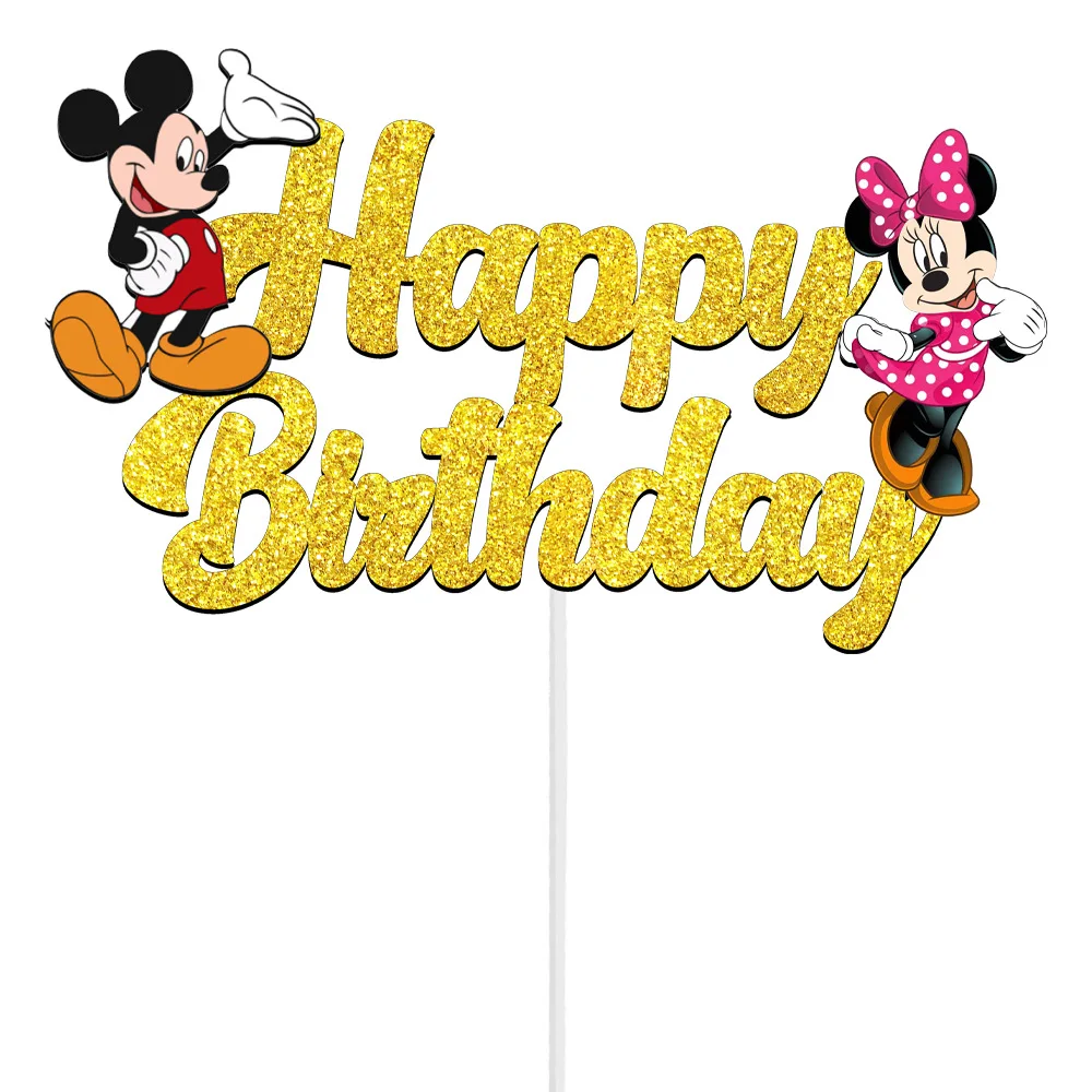 Disney Minnie Mickey Mouse Cake Decorations Minnie Party Cake Topper for Kids Birthday Party Baby Shower Flag Supplies Gift cake topper cake toppers cake decorations birthday party supplies party decorations