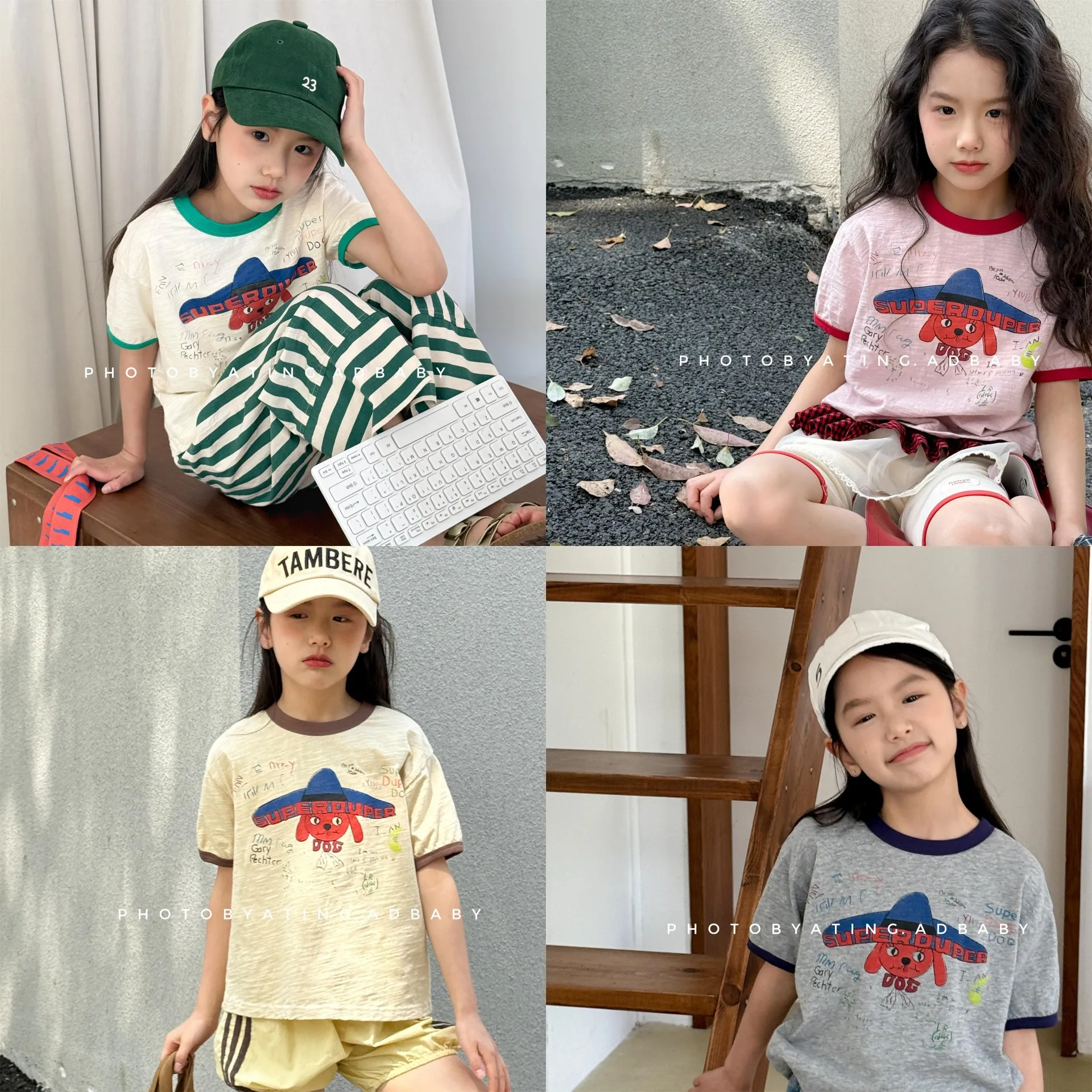 6268 어린이 T 셔츠 2025 여름 새로운 반응성 인쇄 소녀 민소매 티셔츠 소년 Bottoming Shirt 1-7Year Kid's Tees