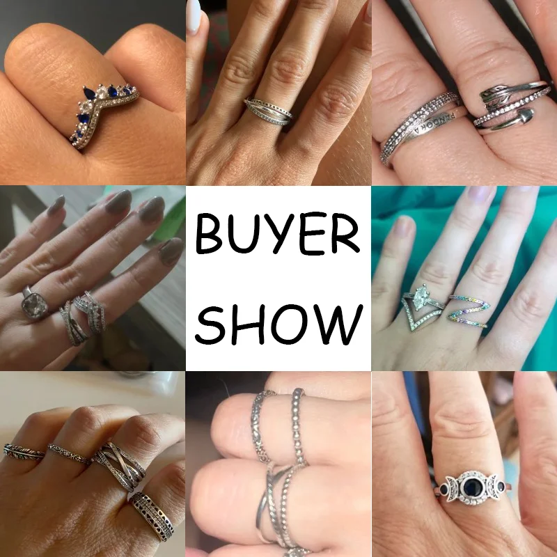 925 Sterling Silver Rings for Women Original Wedding Engagement Gifts Stackable Star Moon Heart Flower Ring silver rings