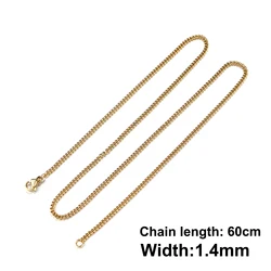 Elegant 60cm Stainless Steel Vintage Silver Necklace Chain (60cm Gold 1.4mm Wd)
