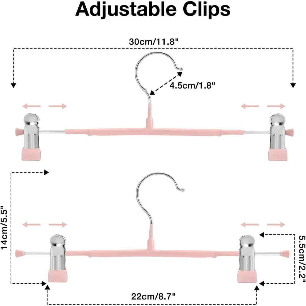 10pcs Thin Trouser Hangers, Non-Slip Pant Hangers with Adjustable Clips, Space Saving Hangers for Clothes, Skirt 3
