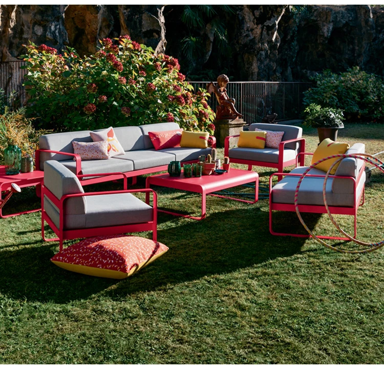 Makaron style color waterproof sunscreen aluminum alloy outdoor sofa courtyard sunshine room garden furniture