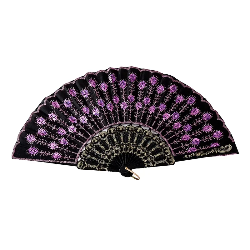 Decorative Fans Plastic Cloth Folding Hand Pattern for Party Wedding Spanish Style Dance Flower Held Fan U1K2 folding fan hand fan