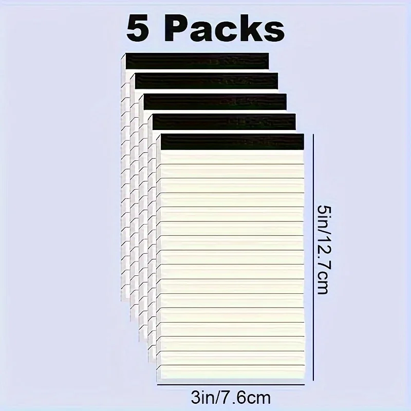 줄지어진 노트북 5팩, 3 X 5인치 줄지어진 노트패드, 노트북당 30매, 학교, 사무실, 학용품에 적합