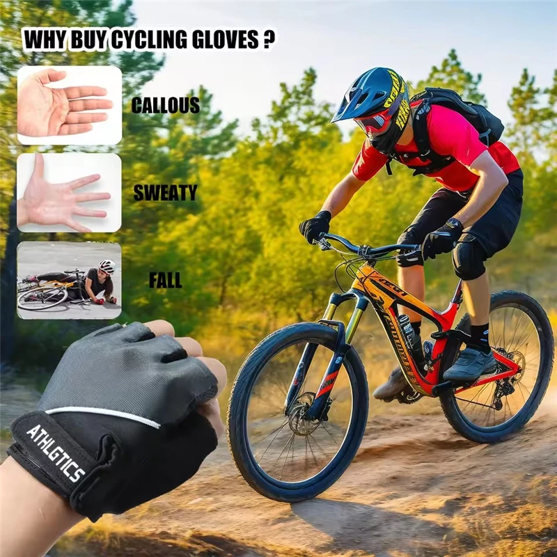 1 Pair of Fitness Half Finger Gloves Men's Outdoor Sports Cycling Gloves Women's Thin Breathable Four Season Anti Slip Gloves