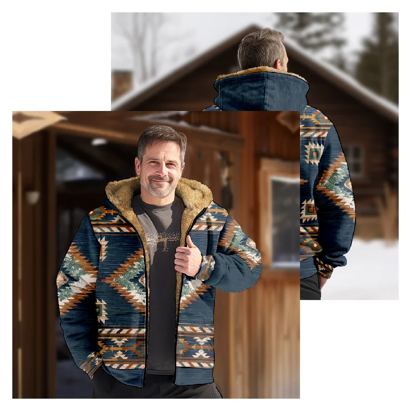 New Totem Italian Cotton Coat Hooded Sweater Casual Print Long Sleeve Zipper Sweater Thick Cotton Coat Autumn and Winter a38