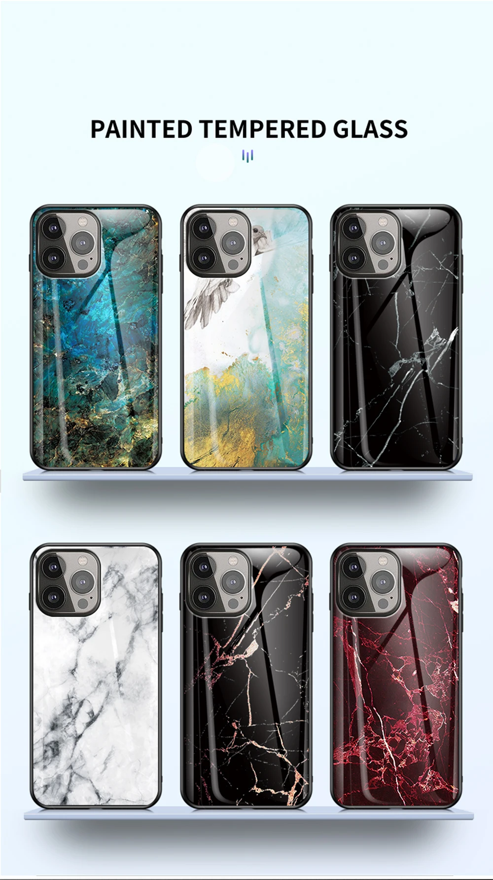 Fashion Marble Tempered Glass Case For iPhone 13 12 11 14 Pro XSMax XR 8 7 6 Plus SE2020 Silicone_voghion.com