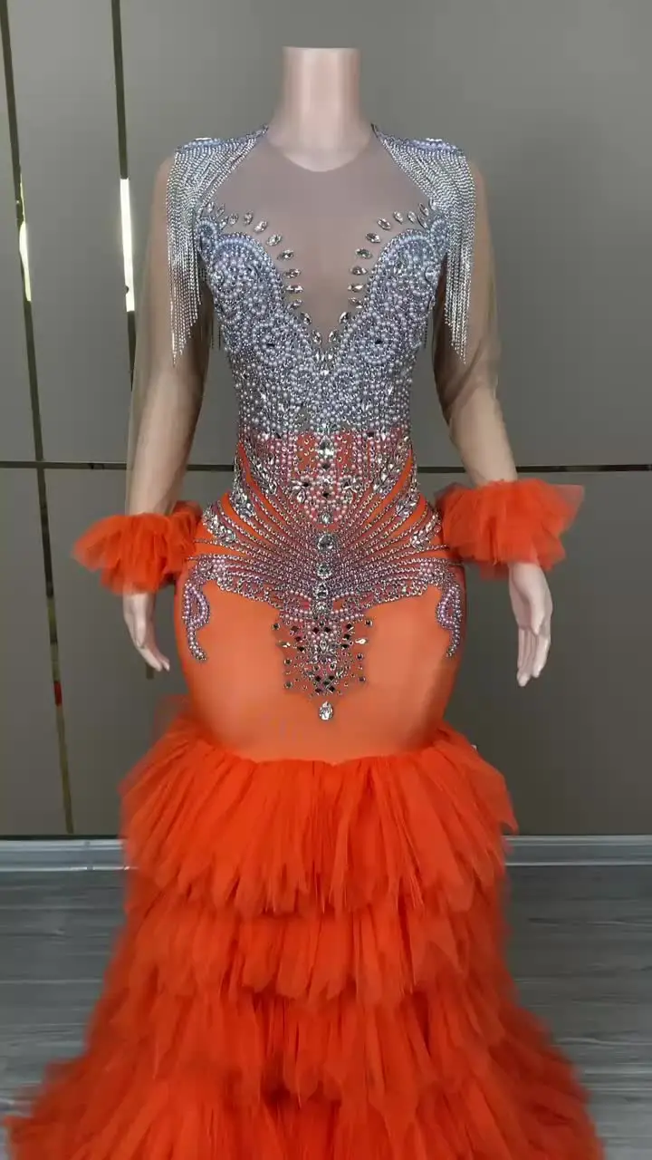 Sparkle And Shine In The Trendiest 2024 Orange Wedding & Prom Dress!