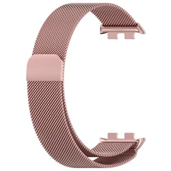 Enhanced Stainless Steel Magnetic Milanese Loop Strap - Elegant Metal Wristband Replacement Band - Honor Band 9 (Rose Pink)