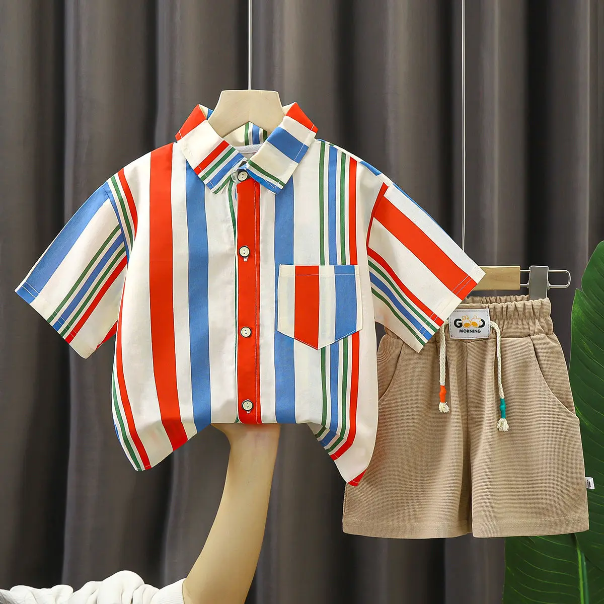 

2023 Fashion Teenage Boys Summer Clothes Sets New Stripe Kids Sports Top and Shorts 2Pcs Suits Outfits Cotton Trakcsuits 2-10Y