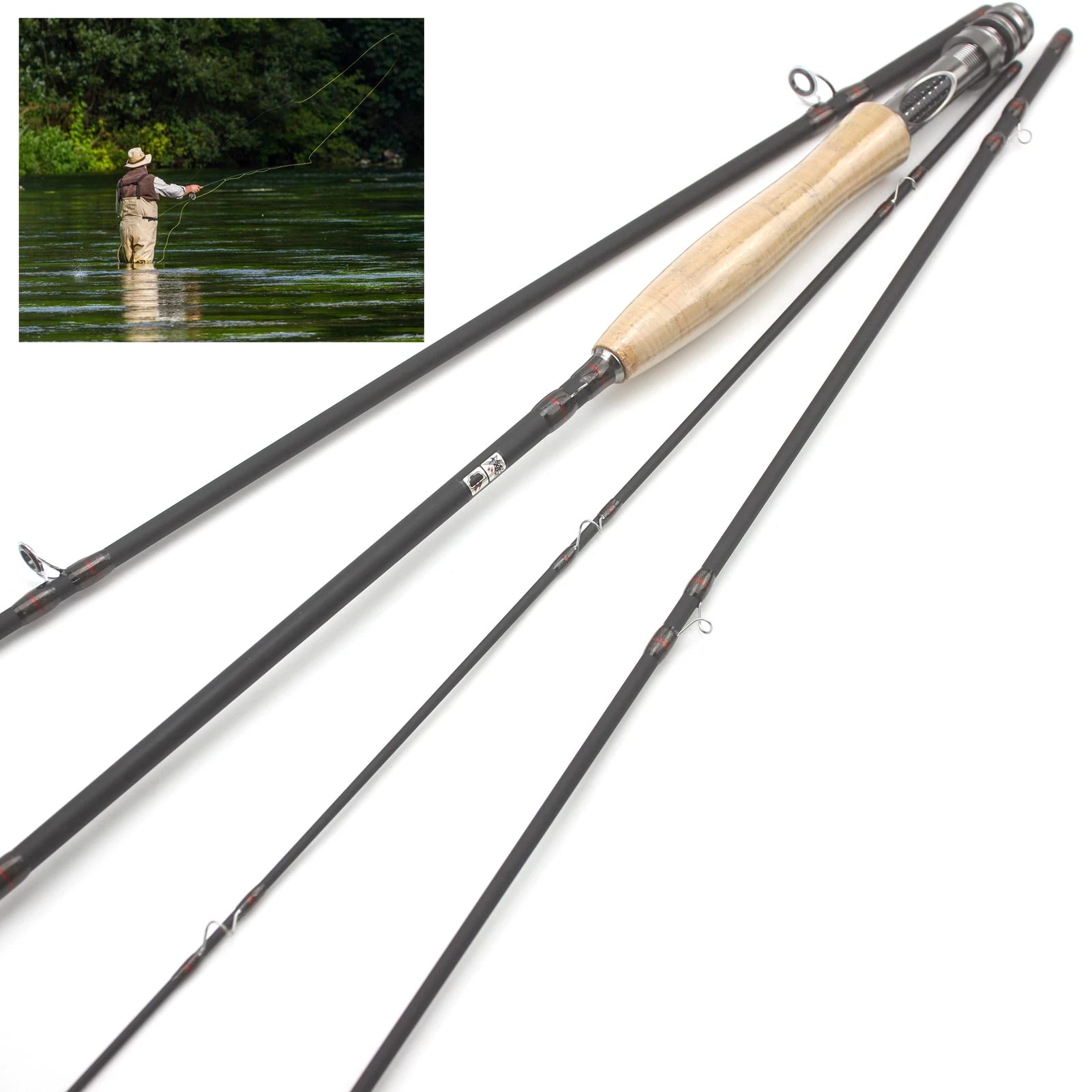 

2.4M 2.7M Fly Fishing Rod Carbon Fiber Cork Handle 4 Section Lightweight Pikes Fish Trout Pole Lake River Stream Fly Rod Pesca