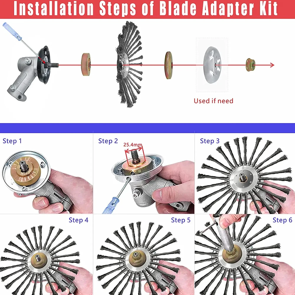 10 Inch Steel Wire Wheel Brush Universal Garden Grass Trimmer Head Removal Rust Weed Brush Cutter Head Lawn Mower Cutter