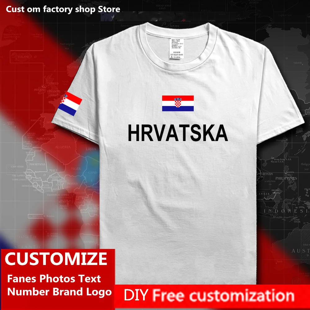 Хорватия HRVATSKA хорватская хлопчатобумажная футболка под заказ модная