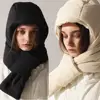 Down Hat And Scarf For Women Hooded Scarf For Women Windproof Thick Integrated Ear Protection Winter Hood Neck Warmer For Cold 1