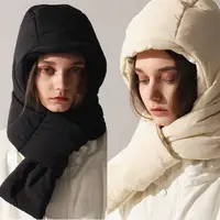 Down Hat And Scarf For Women Hooded Scarf For Women Windproof Thick Integrated Ear Protection Winter Hood Neck Warmer For Cold 1
