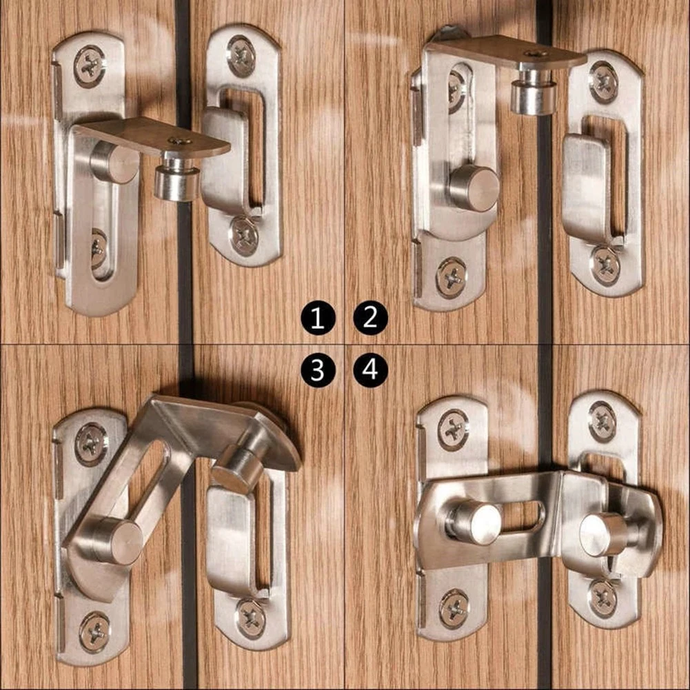 90 Degree Bending Latch Buckle Bolt Anti-theft Use For Small Pet Cage Sliding Door Room Doors Cabinet Drawer Furniture 3 Inch