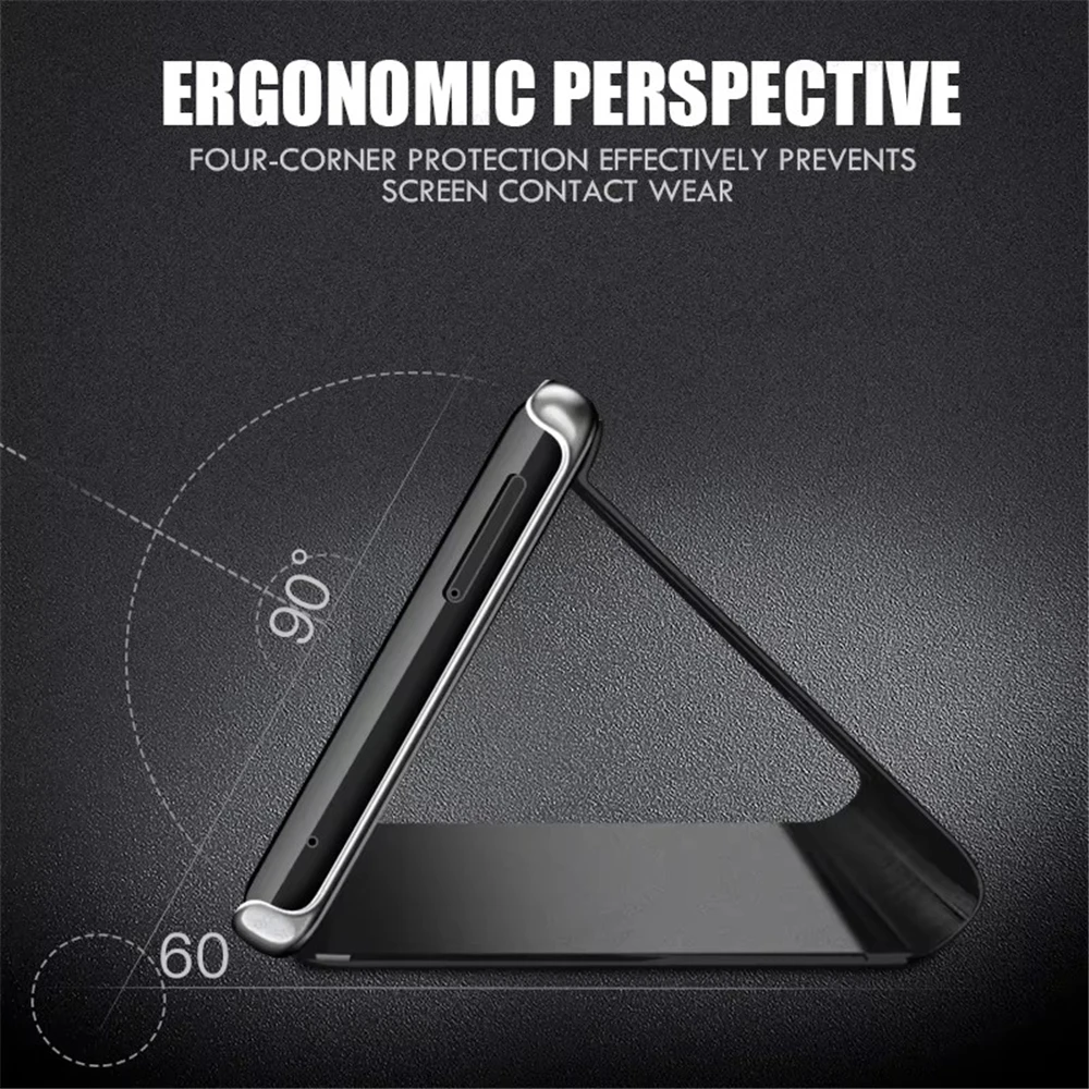 Luxury Mirror Flip Shockproof Leather Phone Case Cover