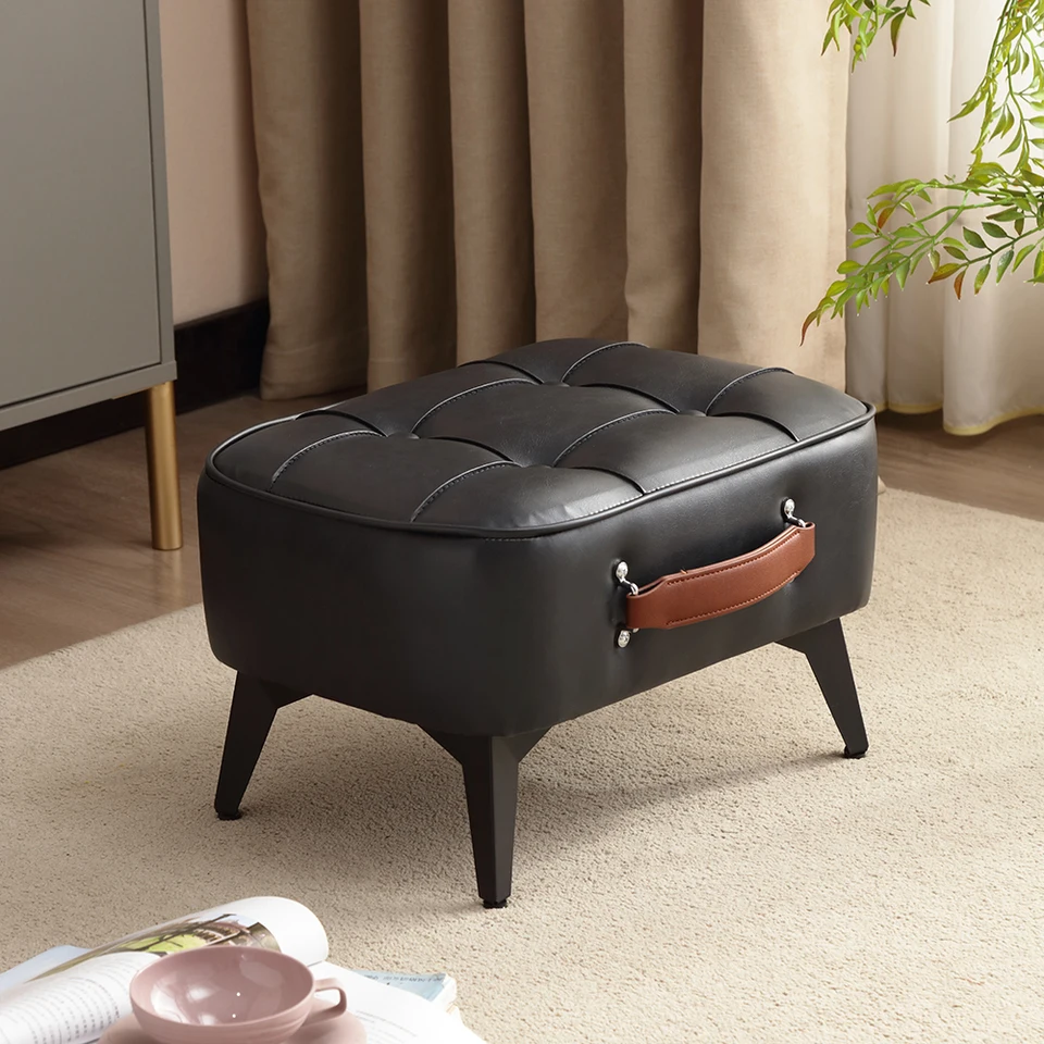 Petit Repose-Pieds Ottoman En Similicuir Rembourré Pour Salon