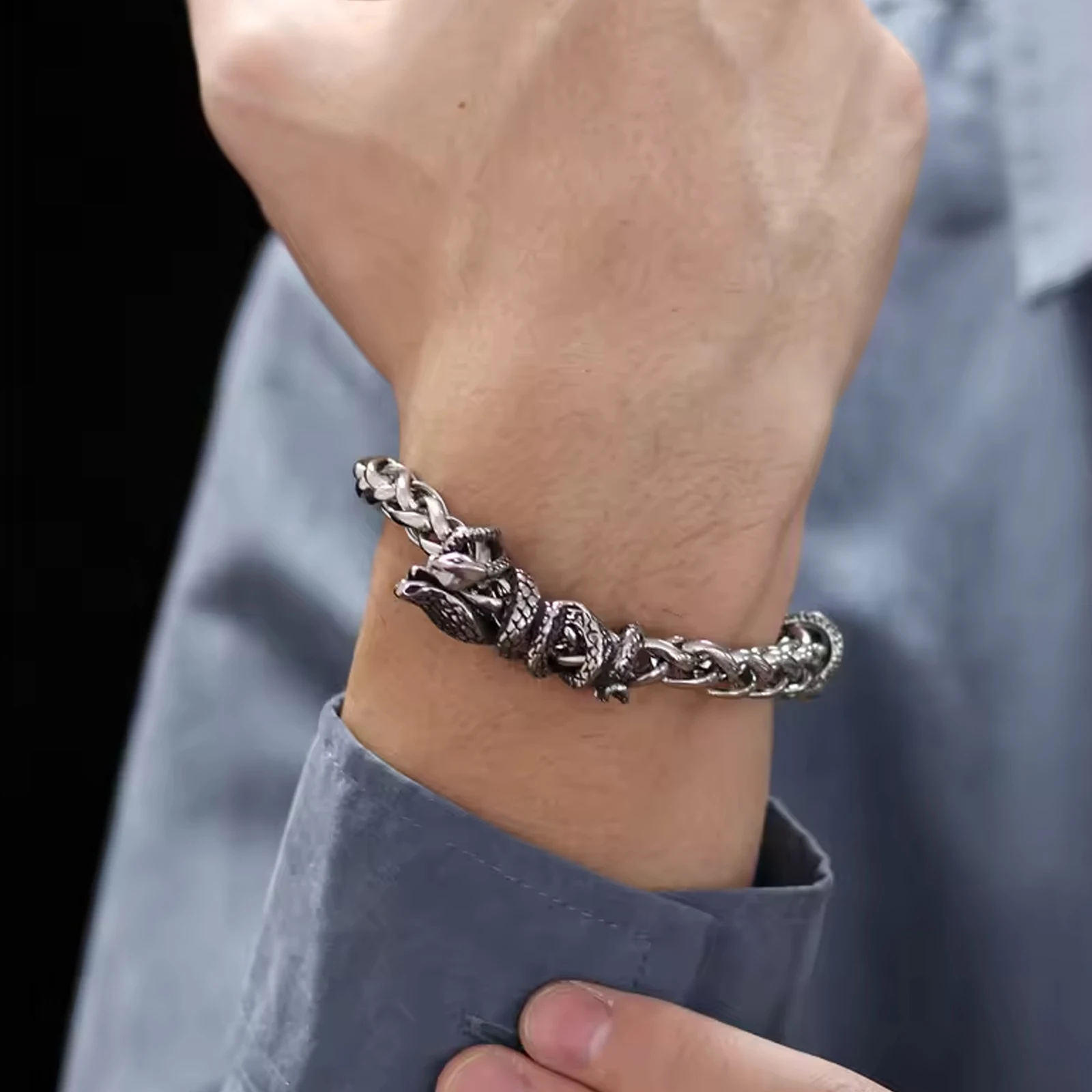 Men's hip hop bracelet, 20cm stainless steel magnetic wrist bracelet, fashionable boys' accessories