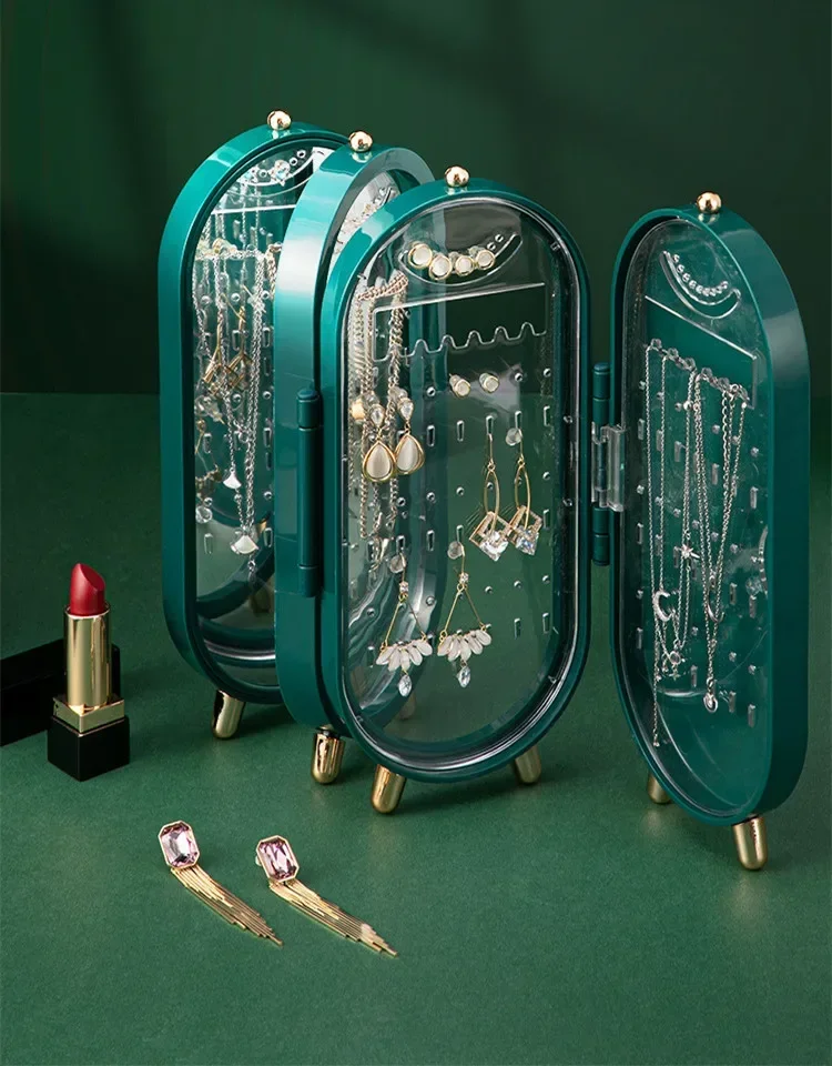 Jewelry Storage Box Make Up Organizer  Multi Layer Dust Proof Earrings Ring Necklace Display Frame Women's 2