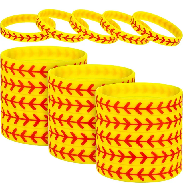 Ball Sports Theme Rubber Wristband Football Basketball Rugby Baseball Softball Volleyball Hockey Silicone Bracelet Party Suppli 3