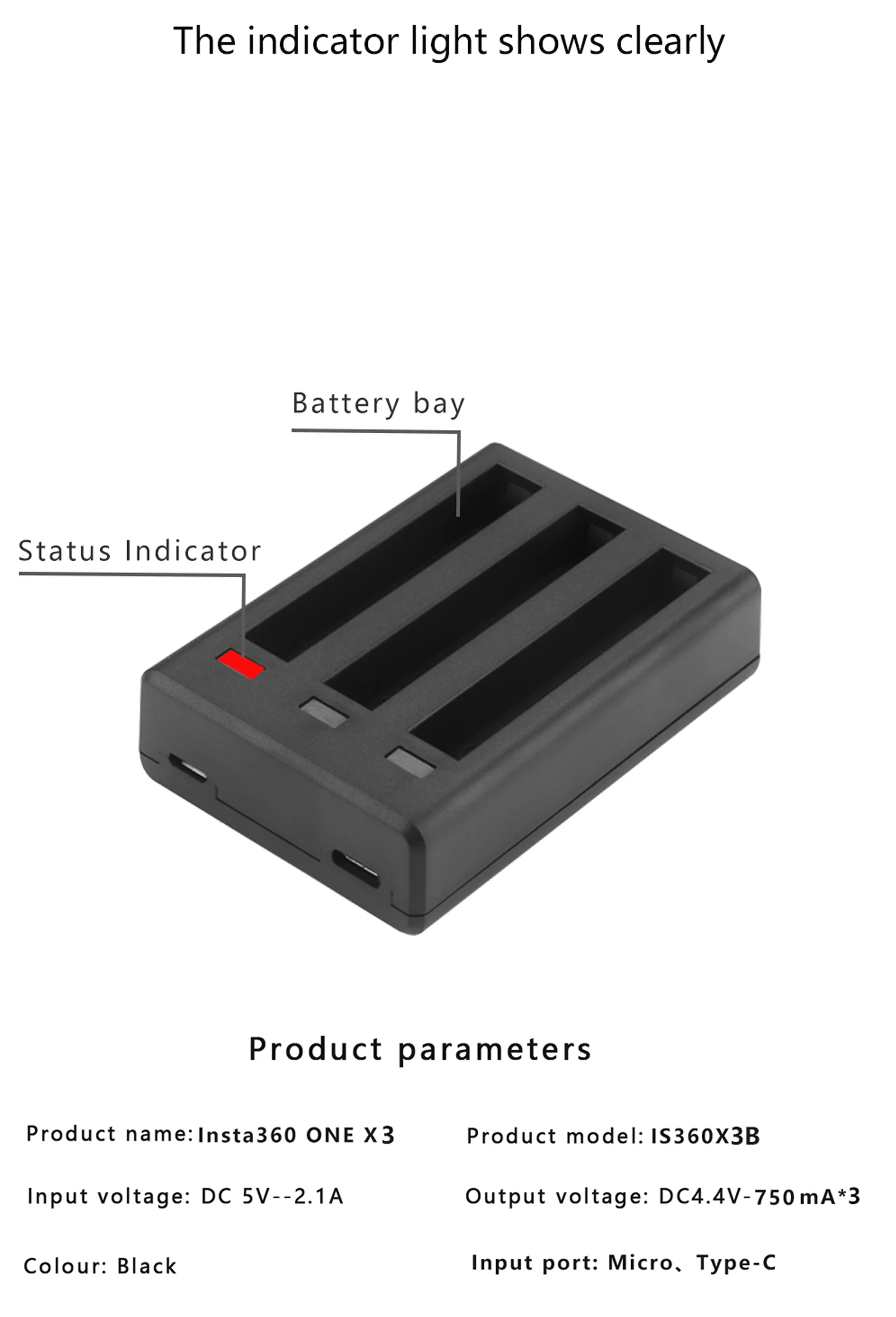 For Insta360 ONE X3 Rechargeable Battery + LED 3-Slots Charger for Insta  360 ONE X 3 Action Camera Action Camera Accessories