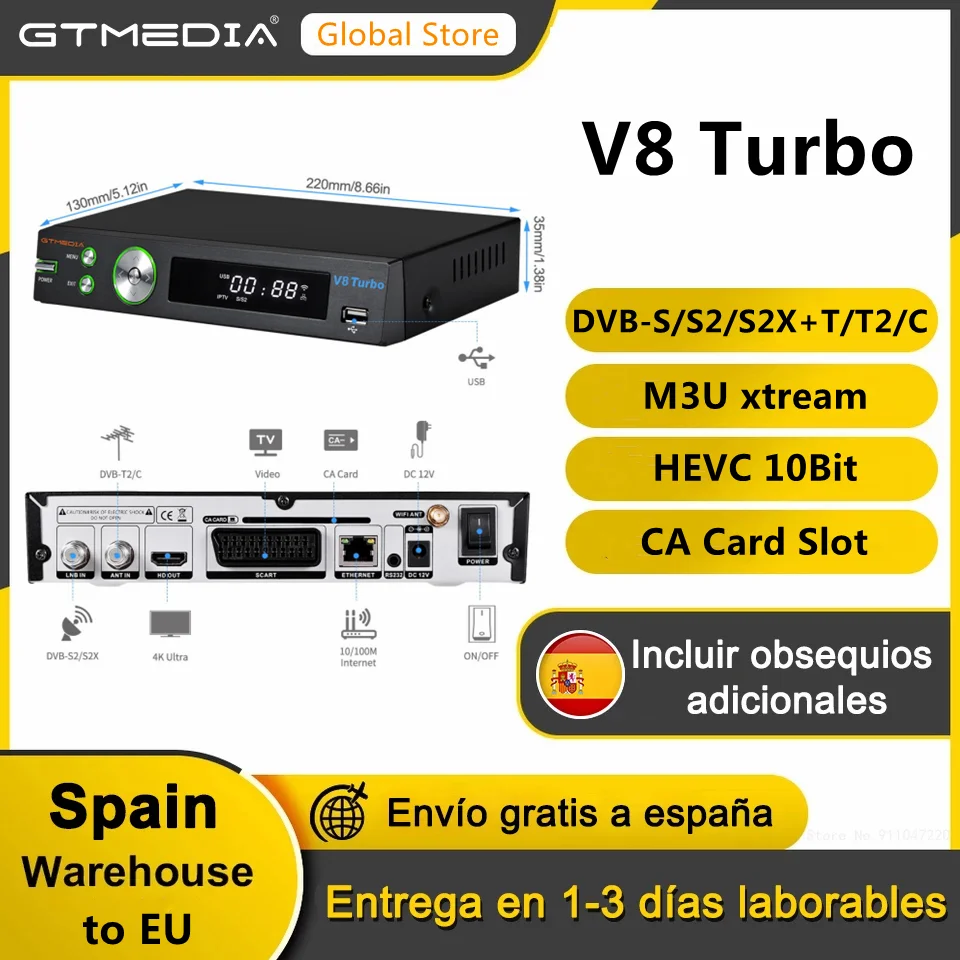 Gtmedia V8 Turbo Satellite Receiver Tv Box Decoder 1080p Hd  Dvb-s/s2/s2x+dvb-t/t2/cable Support M3u Ca Card Vcm/acm Pk V8 Pro 2 -  Satellite Tv Receiver - AliExpress