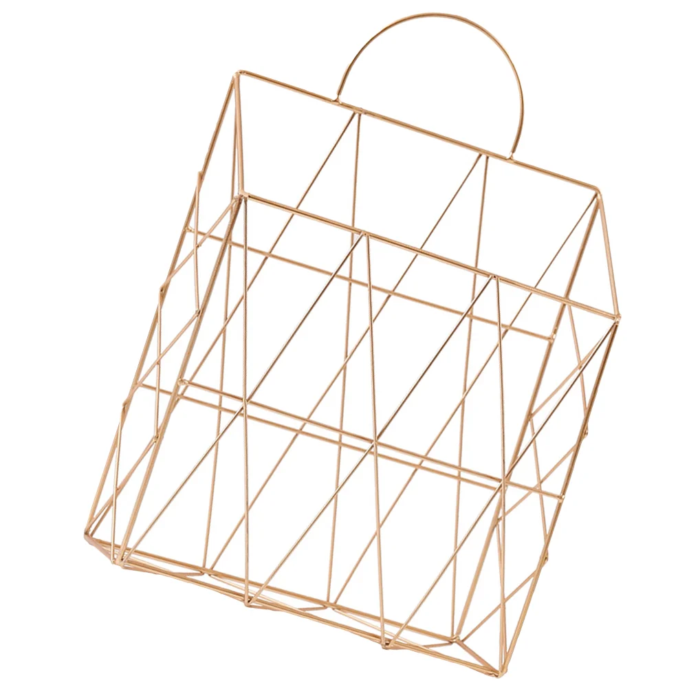 

Newspaper Storage Basket Desktop Wire Metal Organizer Organizing Baskets for Gold