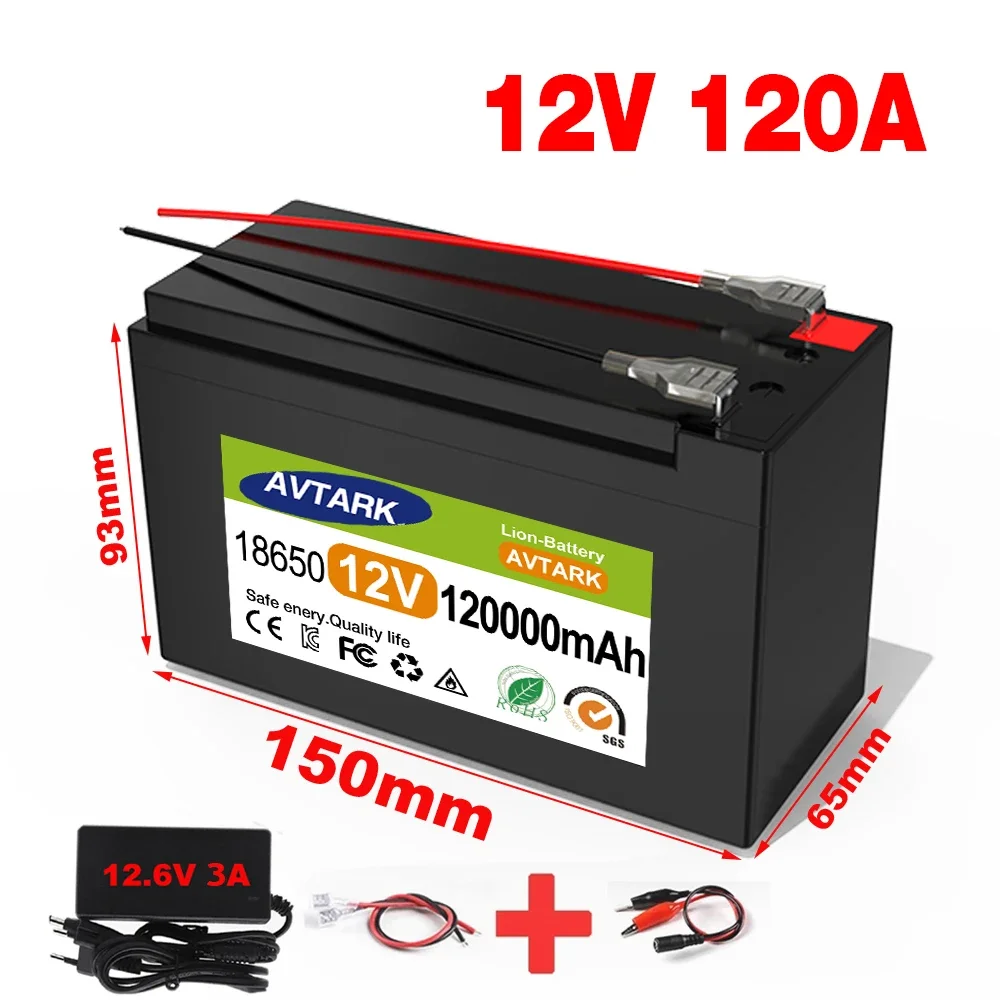 

12V Battery 35Ah 18650 lithium battery pack 35A sprayer built-in high current BMS electric vehicle battery 12.6V 3A charger