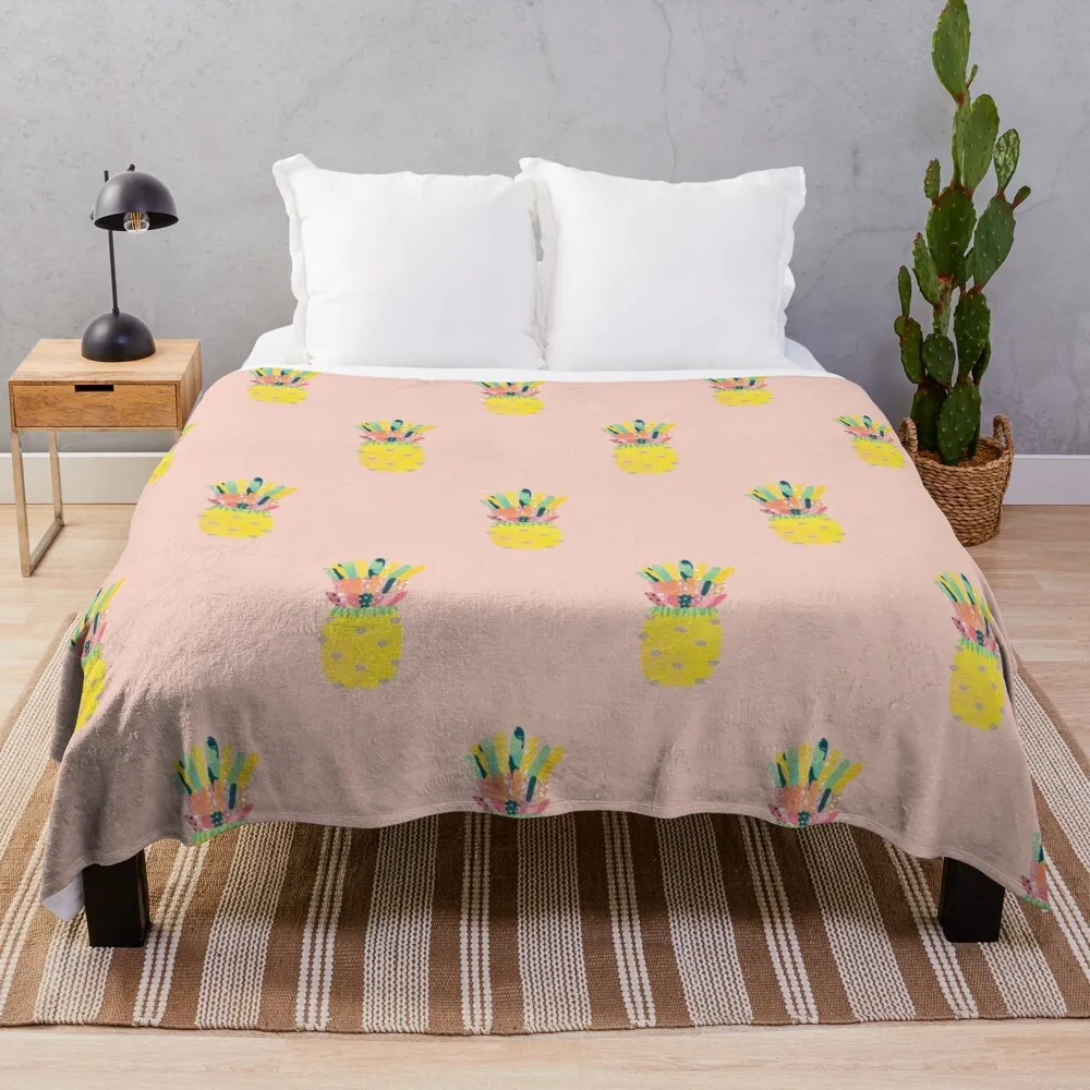 

Pineapple Party Throw Blanket Camping Blanket Blanket For Decorative Sofa Flannel Blanket Single Blanket heavy blanket to sleep
