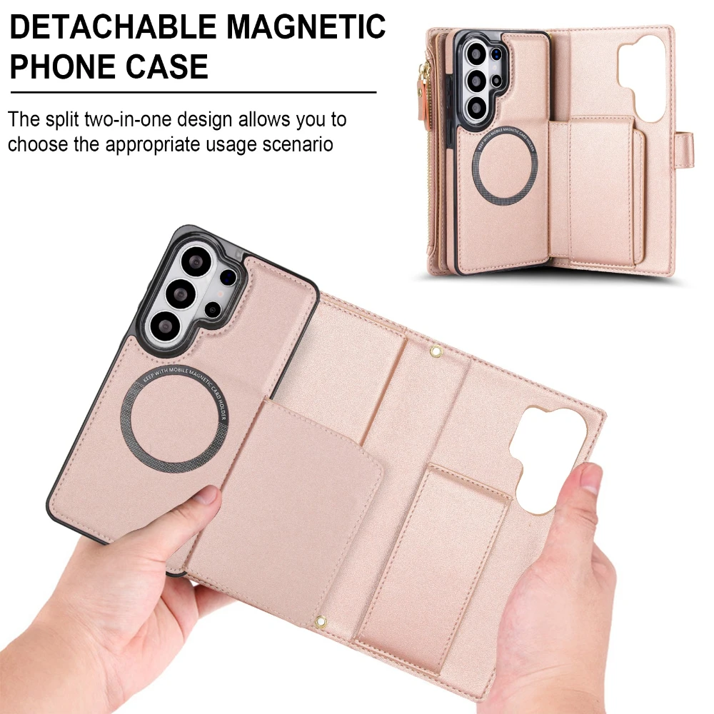 Premium Wireless Charging Flip Wallet Phone Case with Lanyard Strap and Bumper Protection