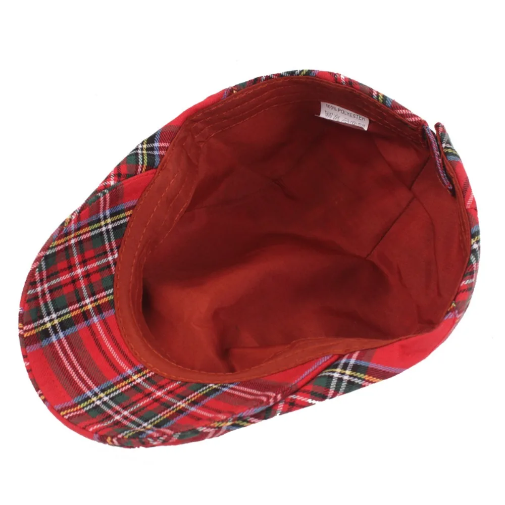 Curved Brimmed Hats Cotton Plaid Berets Caps Retro Short Brim Cloth Painter Caps Breathable Sunshades Women Artist Hats Outdoor