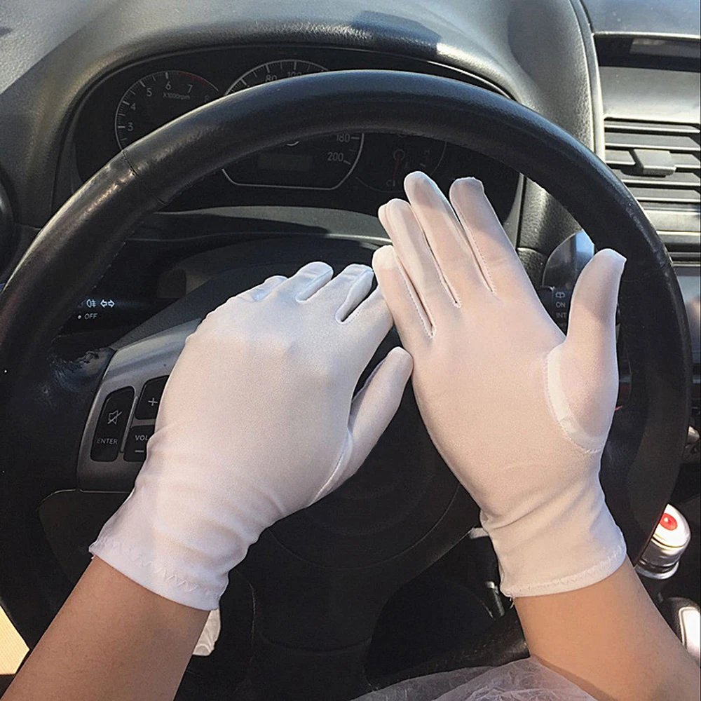 

Dance Cycling Spandex Summer Pure Color Elastic Anti-UV Etiquette Gloves Driving Gloves Sun Protection