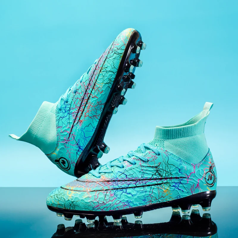 Zapatos De fútbol De tobillo alto para Hombre, zapatillas De deporte con tacos, Tenis De fútbol para adultos, FG/TF, césped al aire libre